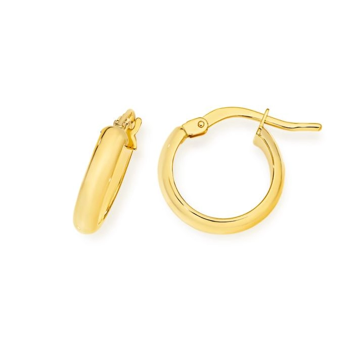 9ct Gold 3x10mm Half Round Hoop Earrings