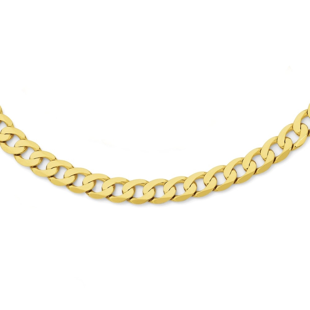 9ct Gold 55cm Solid Bevelled Curb Gents Chain