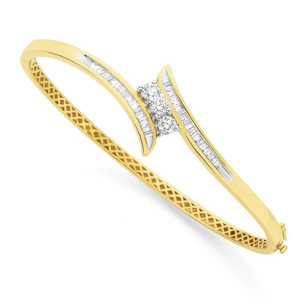 9ct Gold 60mm Diamond Bangle