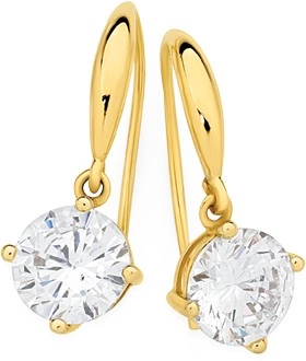 9ct Gold Cubic Zirconia Hook Earrings