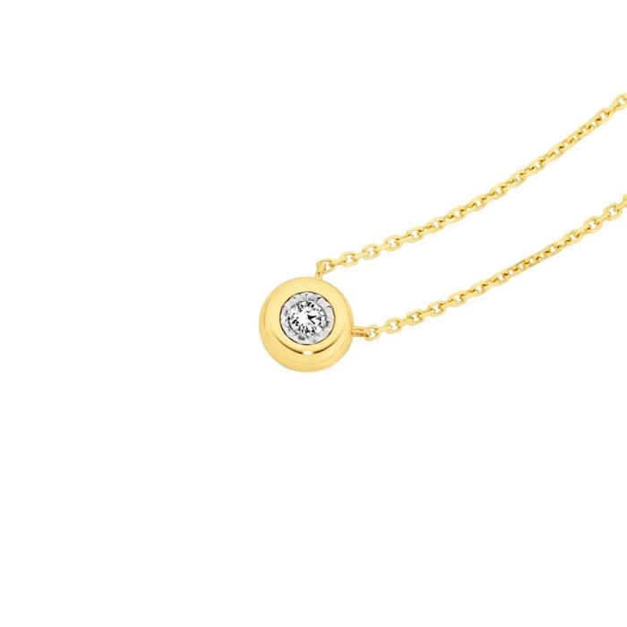 9ct Gold Diamond Bezel Set Necklet