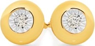 9ct Gold Diamond Bezel Stud Earrings