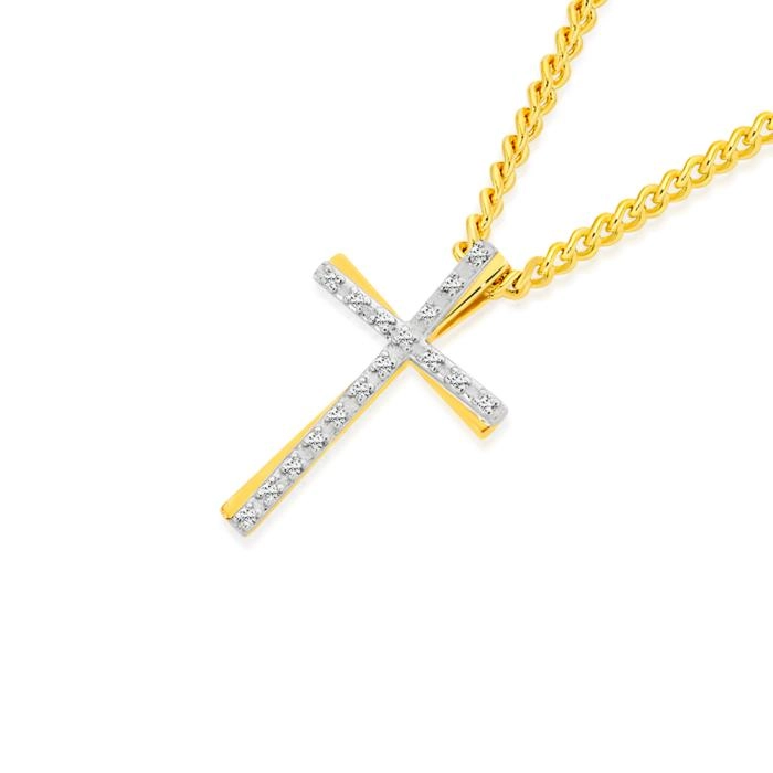 9ct Gold Diamond Cross Pendant