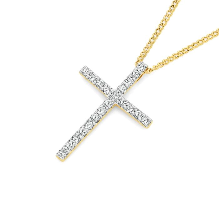 9ct Gold Diamond Cross Pendant