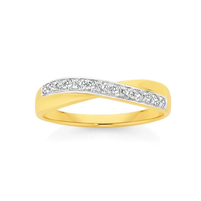 9ct Gold Diamond Crossover Band