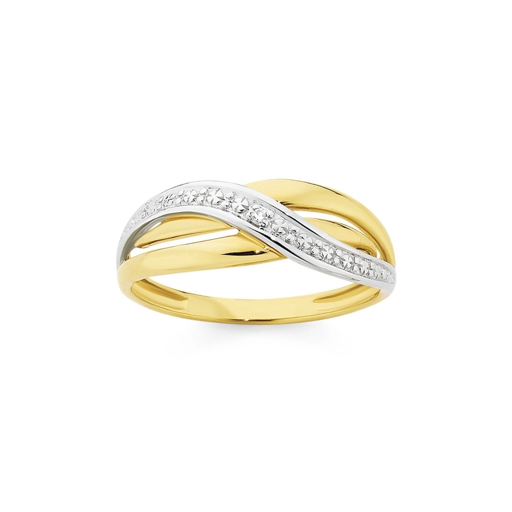 9ct Gold Diamond Crossover Ring