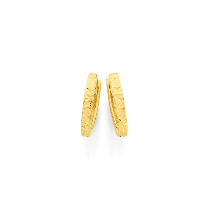 9ct Gold Diamond-Cut Huggie Earrings