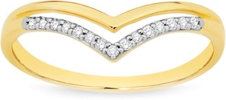 9ct Gold Diamond Double V Shape Ring