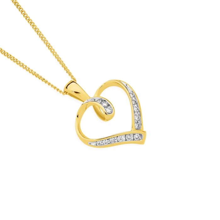 9ct Gold Diamond Heart Pendant