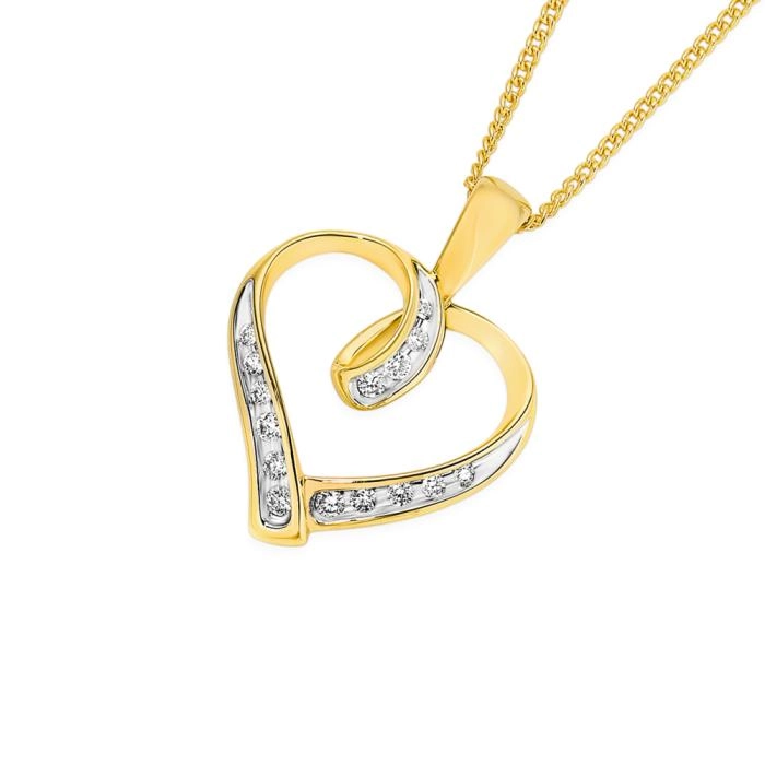 9ct Gold Diamond Heart Pendant