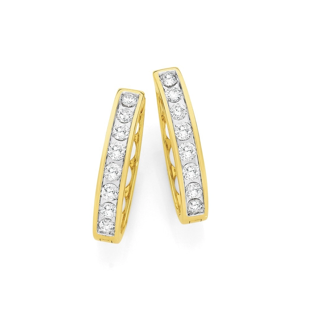 9ct Gold Diamond Huggie Earrings