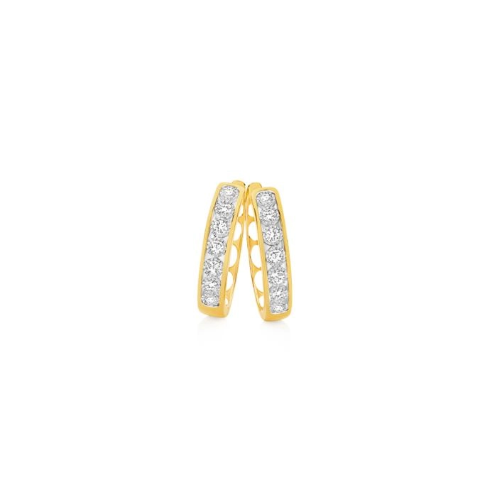 9ct Gold Diamond Huggie Earrings