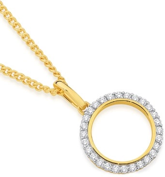 9ct Gold Diamond Open Circle Pendant