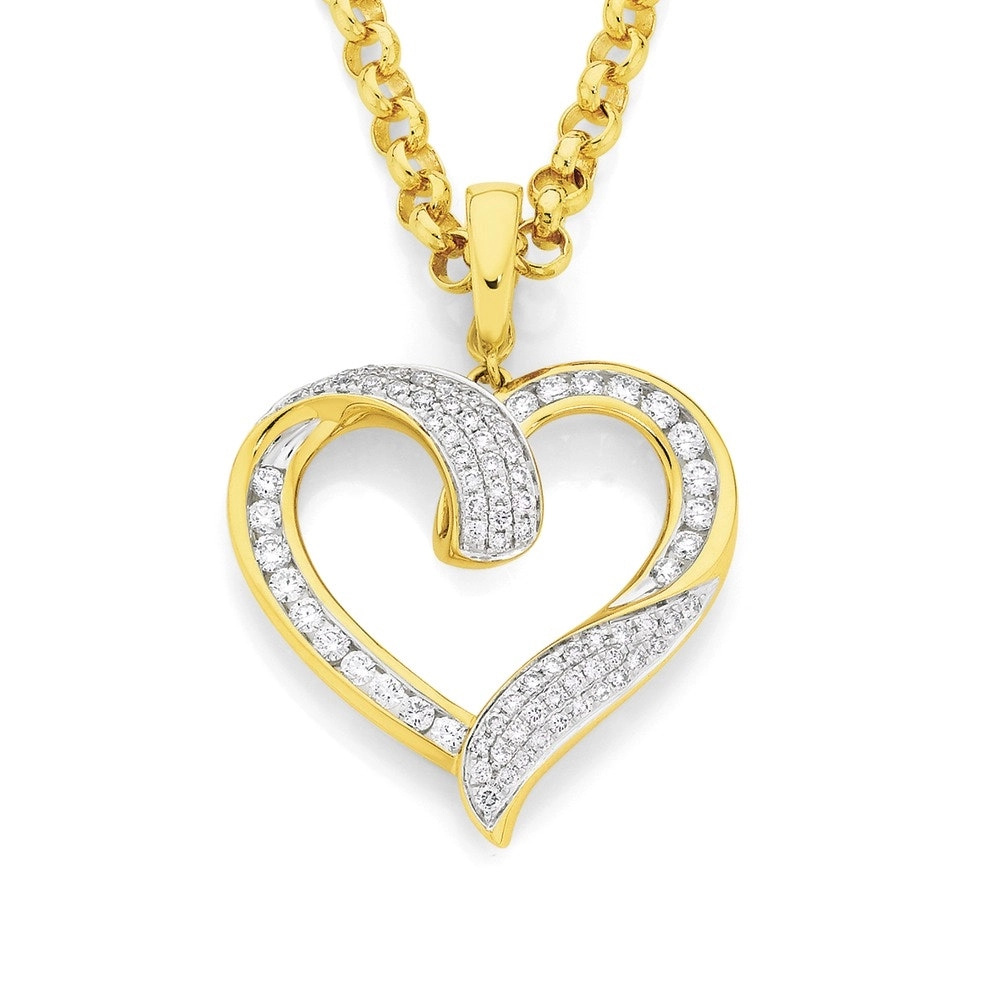 9ct Gold Diamond Open Heart Enhancer Pendant