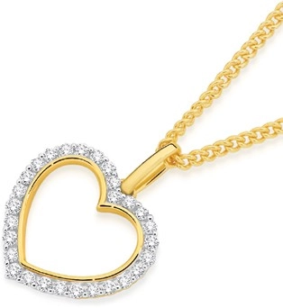 9ct Gold Diamond Open Heart Pendant