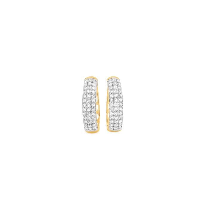 9ct Gold Diamond Pave Huggie Earrings