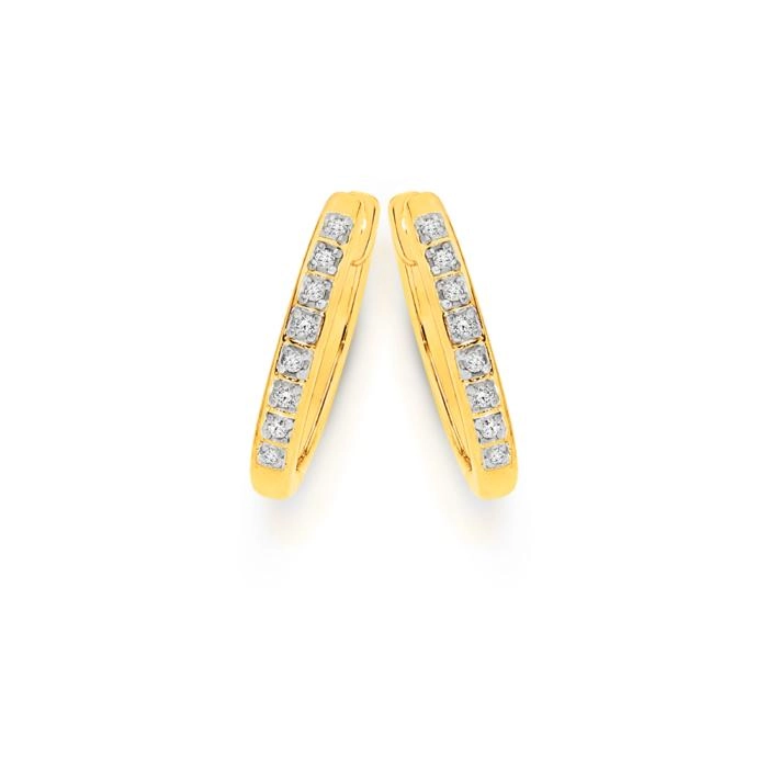 9ct Gold Diamond Pave Huggie Earrings