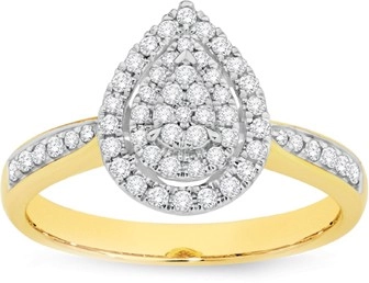 9ct Gold Diamond Pear Cluster Ring