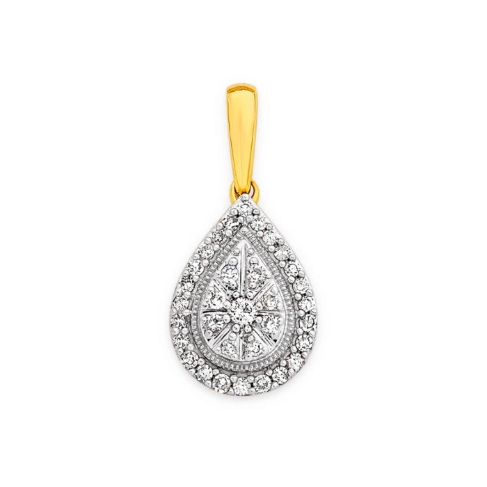 9ct Gold Diamond Pear Pendant