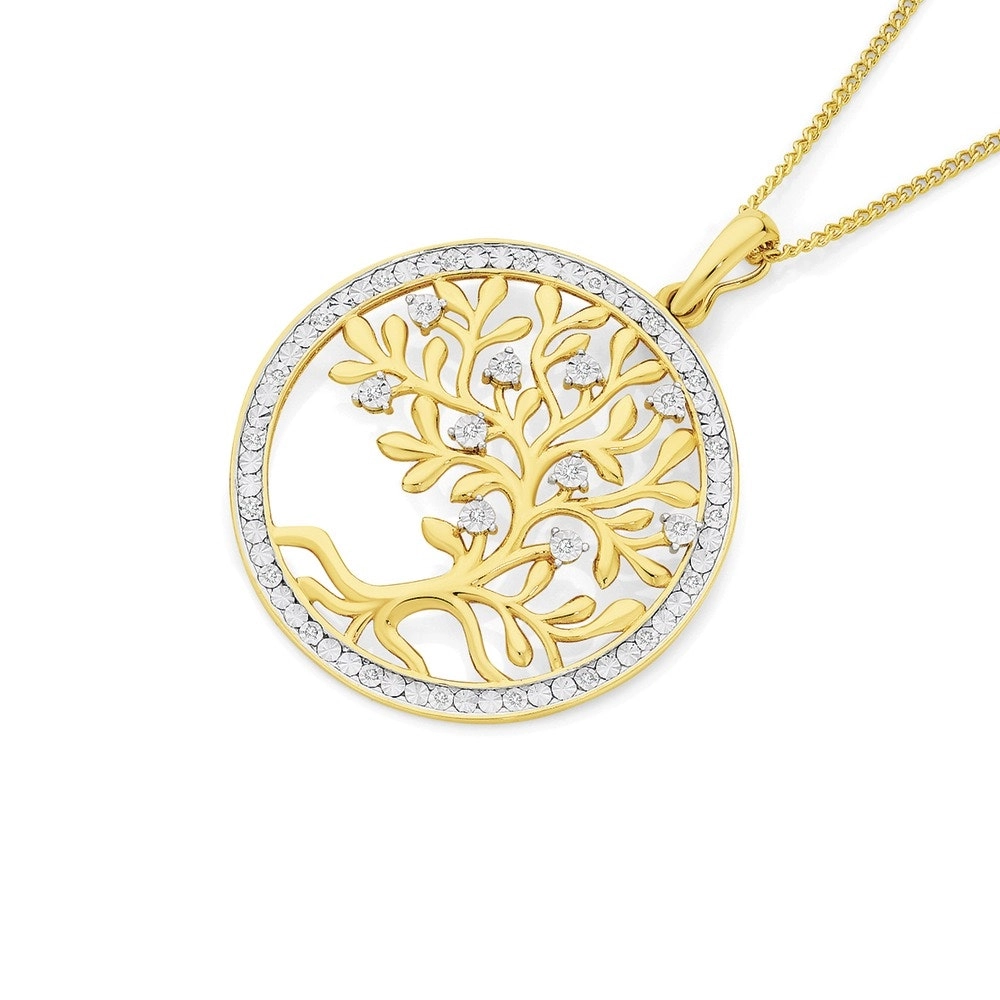 9ct Gold Diamond Tree of Life Pendant