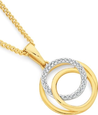 9ct Gold Diamond Triple Circle Pendant