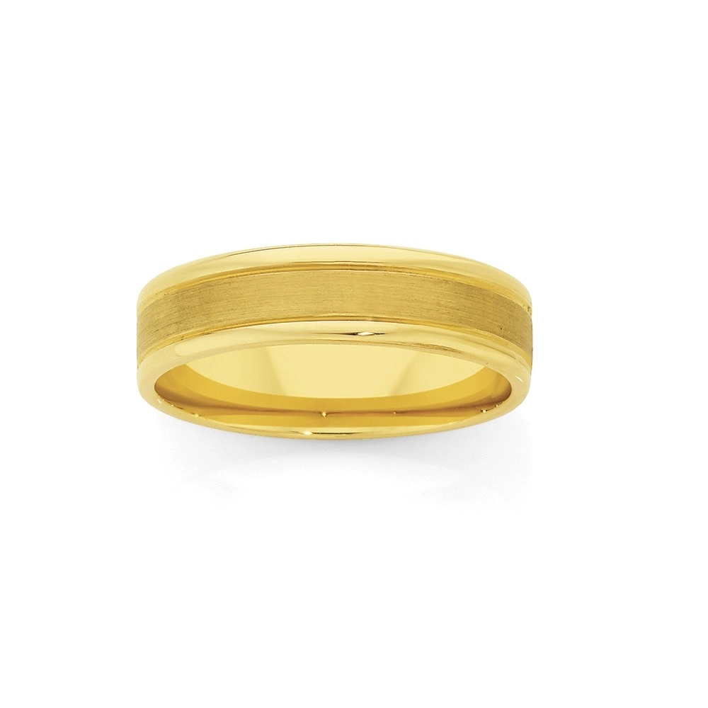 9ct Gold Lined Edge Dress Gents Ring