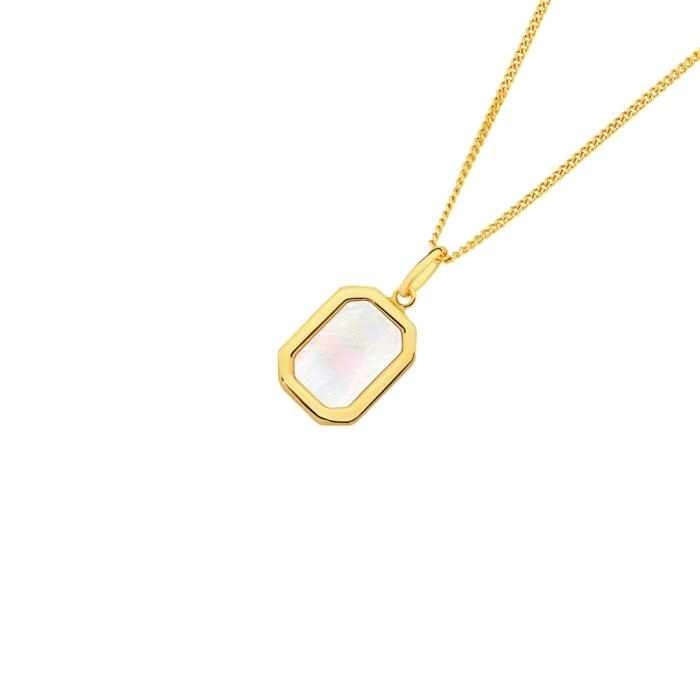 9ct Gold Mother of Pearl Rectangle Pendant