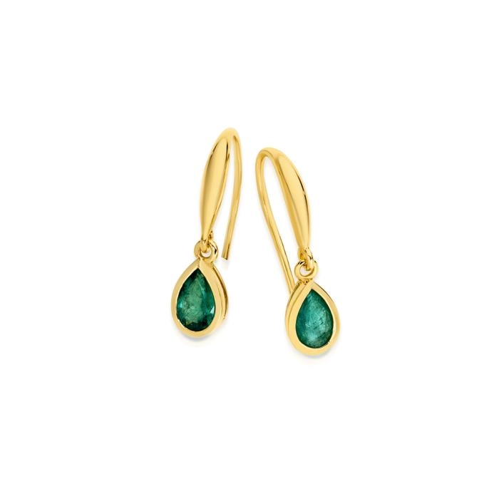 9ct Gold Natural Emerald Earrings