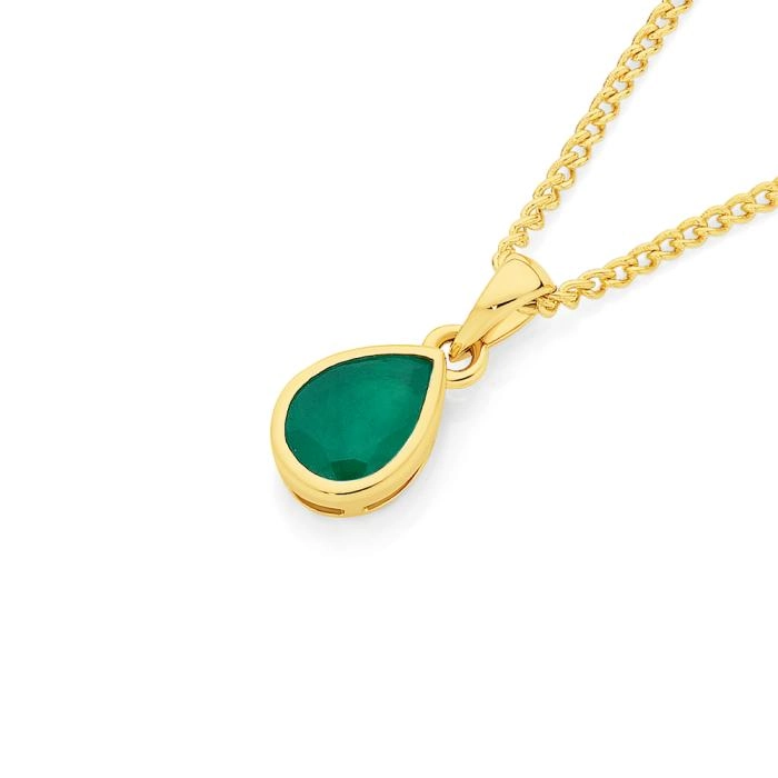 9ct Gold Natural Emerald Pendant