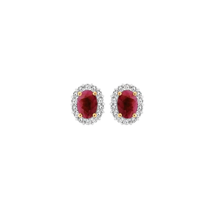 9ct Gold Natural Ruby & Diamond Earrings