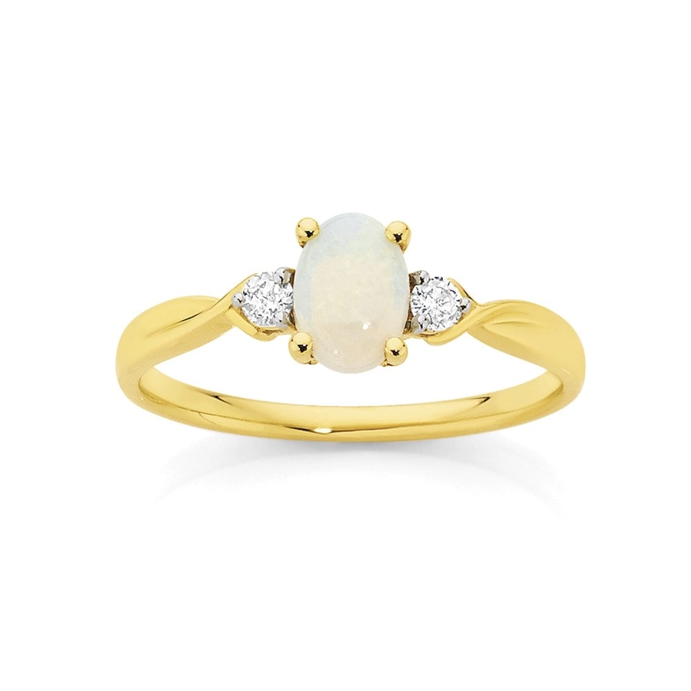 9ct Gold Opal & Diamond Ring