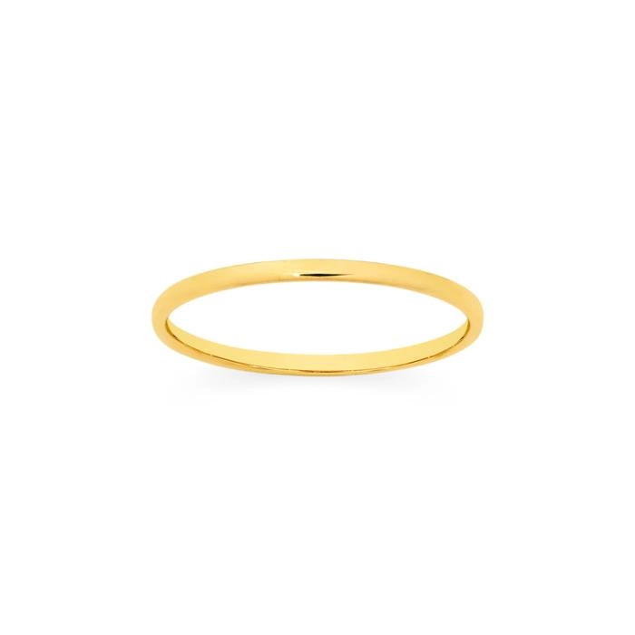 9ct Gold Solid Half Round Polished Stacker Ring