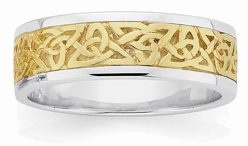 9ct Gold & Sterling Silver Celtic Pattern Gents Ring