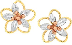 9ct Gold Tri Tone Flower Stud Earrings