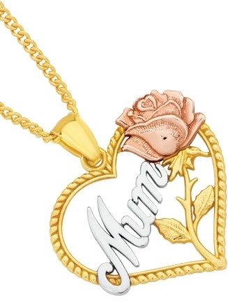 9ct Gold Tri Tone Mum Pendant