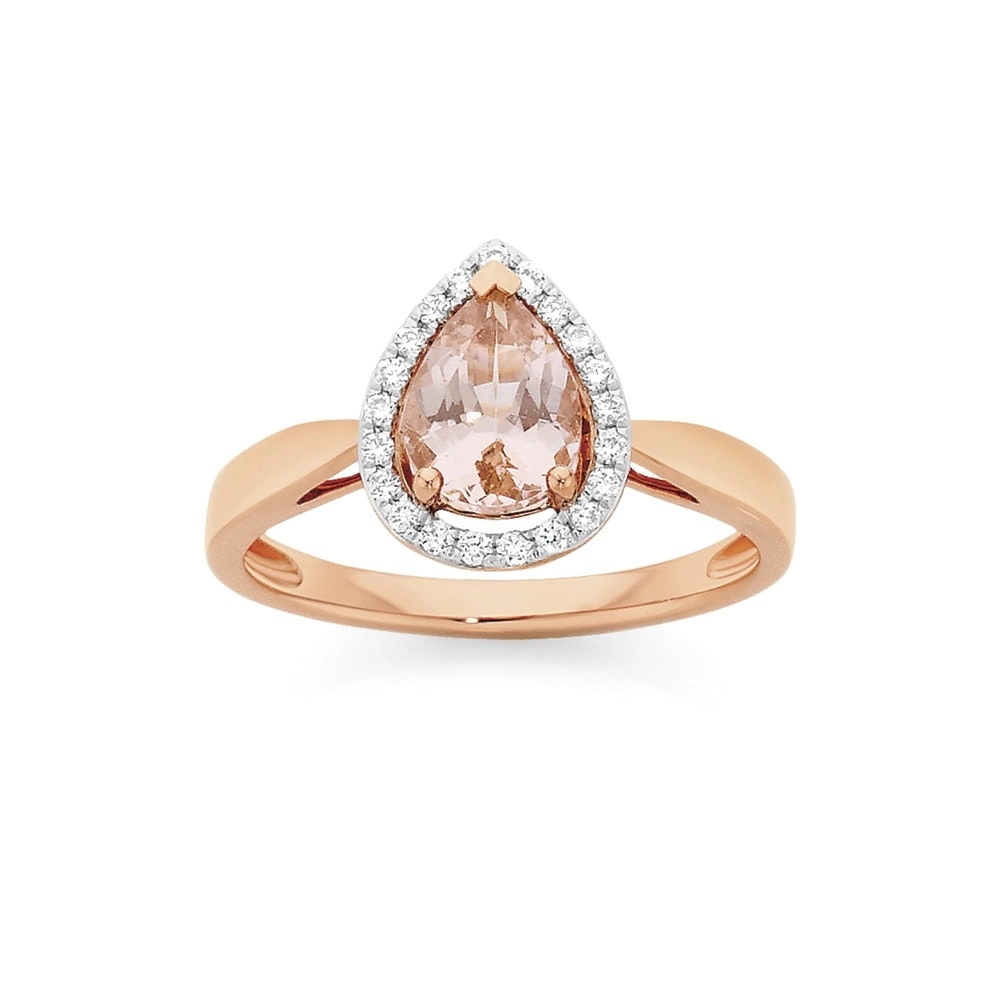 9ct Rose Gold Morganite & Diamond Ring