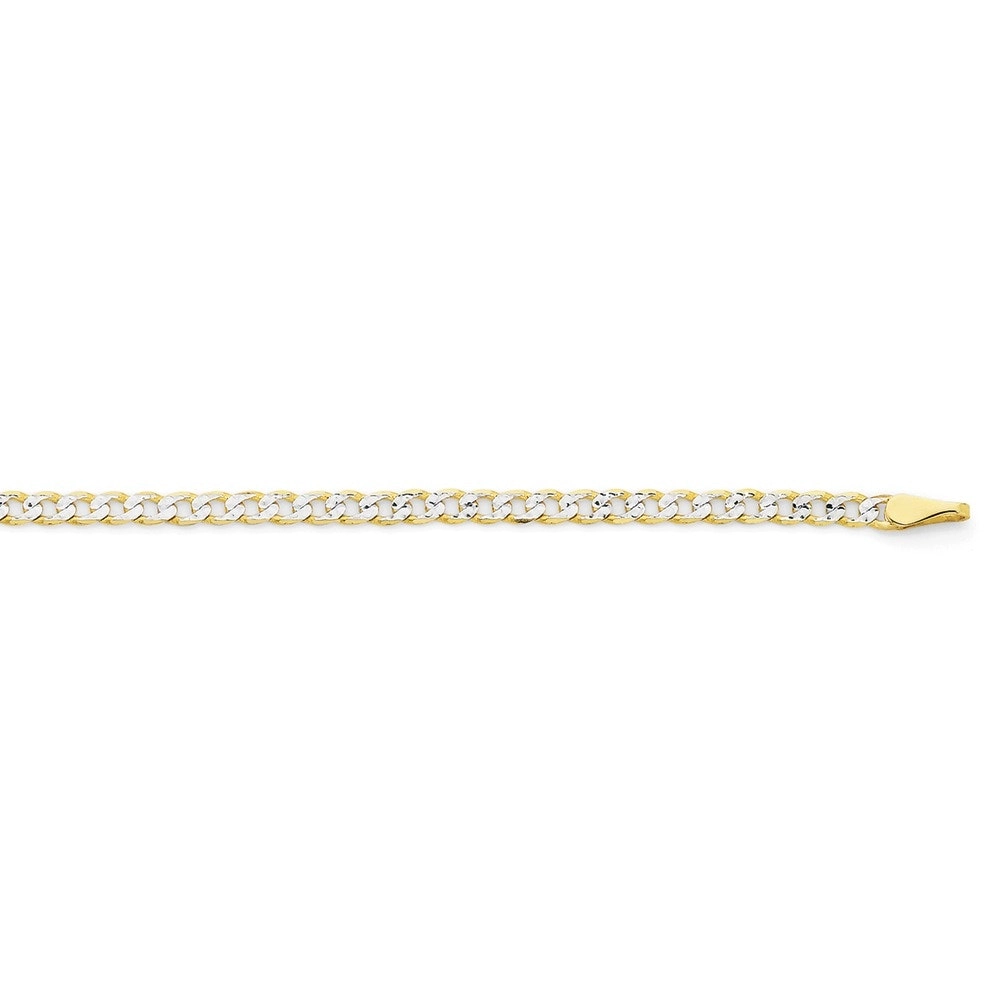 9ct Two Tone Gold 50cm Solid Diamond Cut Curb Chain