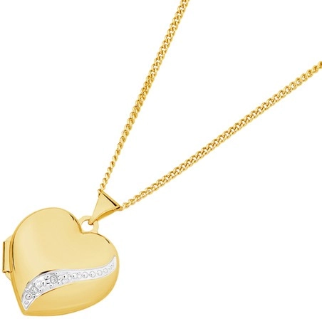 9ct Two Tone Gold Diamond Heart Locket