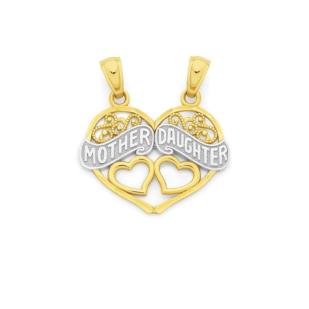 9ct Two Tone Gold Mother & Daughter Pendant