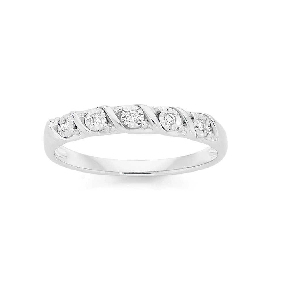 9ct White Gold Diamond Band