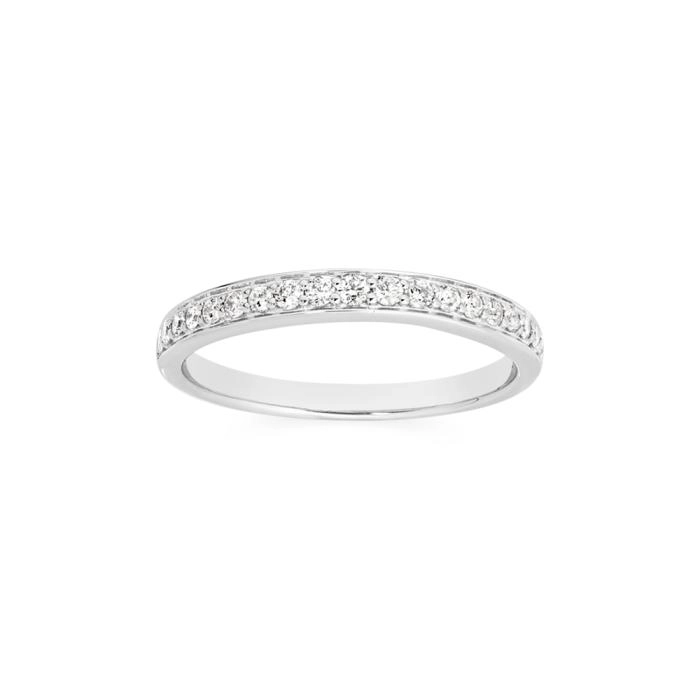 9ct White Gold Diamond Band