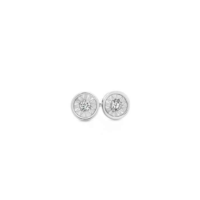 9ct White Gold Diamond Bezel Stud Earrings