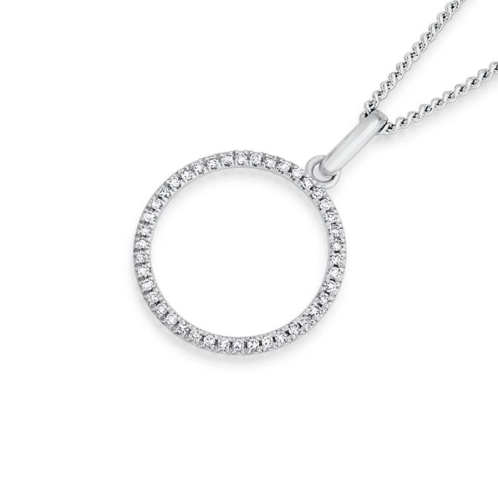 9ct White Gold Diamond Circle Pendant