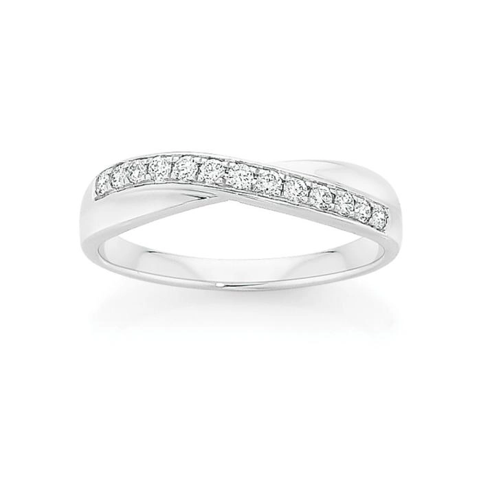 9ct White Gold Diamond Crossover Band