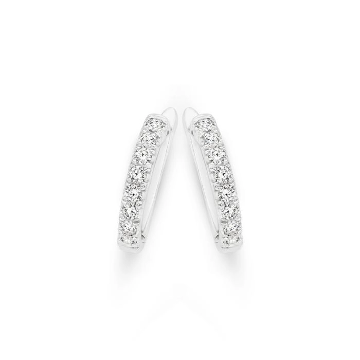 9ct White Gold Diamond Huggie Earrings