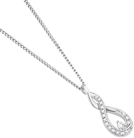 9ct White Gold Diamond Infinity Pendant