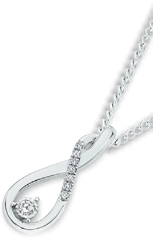 9ct White Gold Diamond Infinity Twist Pendant