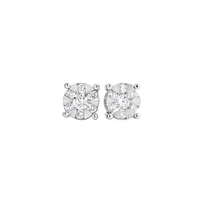 9ct White Gold Diamond Magic Facets Earrings