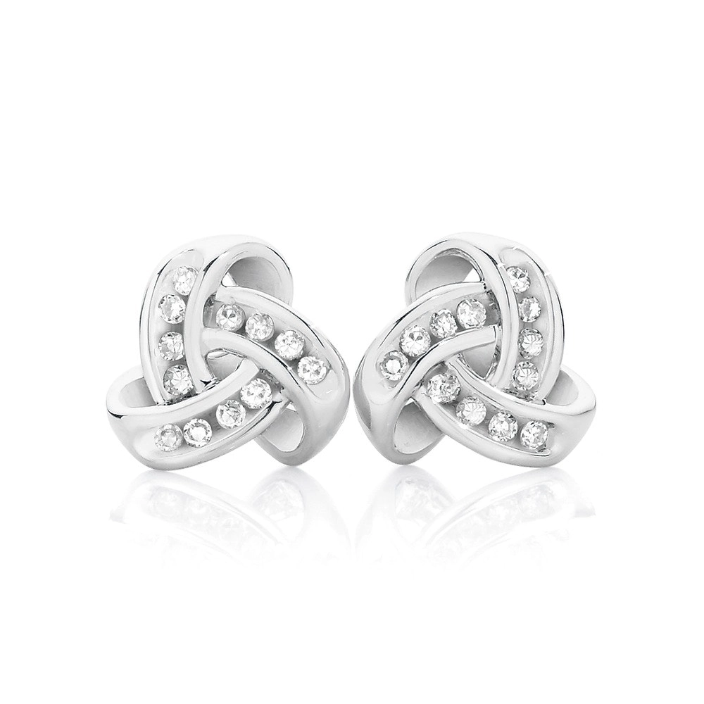 9ct White Gold Diamond Overlay Stud Earrings