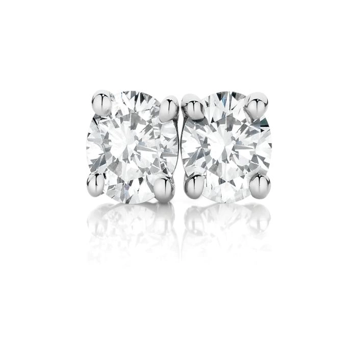 9ct White Gold Diamond Stud Earrings